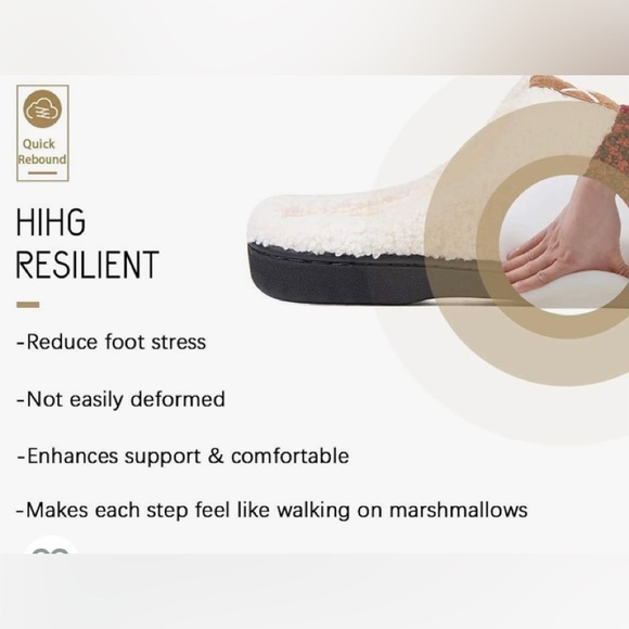 Memory Foam Slippers, Women's Comfortable Fleece 
Size : 7-8  25.5 - 26 Cm - Picture 5 of 5